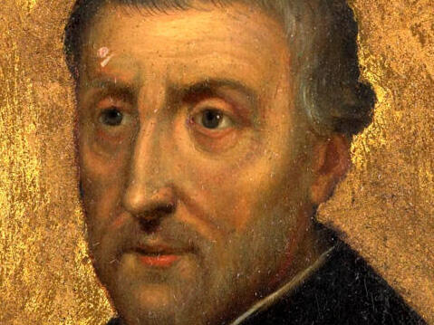 Ehemaliger Domprediger in Augsburger: der hl. Petrus Canisius. (Miniatur 1699, Rijksmuseum Amsterdam).