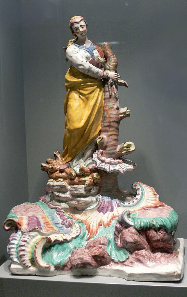 Afras Martyrium, Fayence der Porzellanmanufaktur Göggingen, um 1750, Bayerisches Nationalmuseum, München