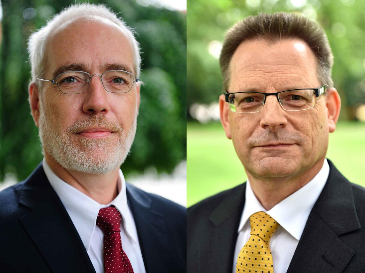 Neue Hauptabteilungsleitung: Diözesanrechtsdirektor Reiner Sroka (r.) und sein Stellvertreter Stefan Frühwald (Fotos: Daniel Jäckel / Nicolas Schnall / pba)