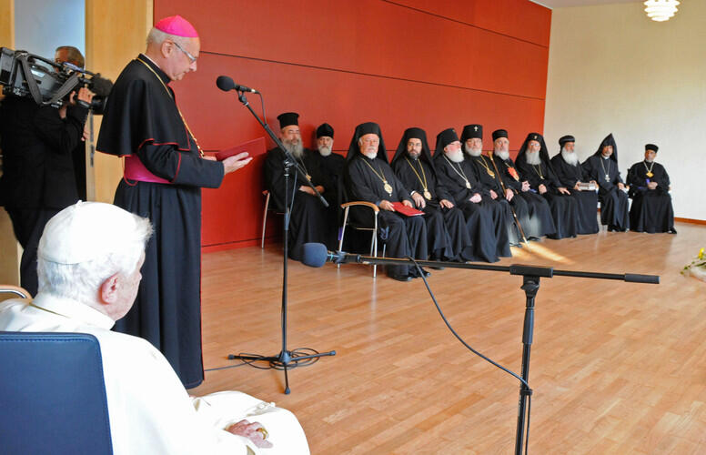 Begegnung von Papst Benedikt XVI. mit Vertretern der orthodoxen Kirchen am 24. September 2011 im Priesterseminar in Freiburg.