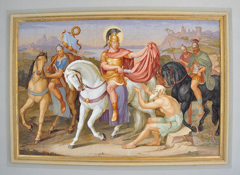 St. Martin teilt seinen Mantel mit einem Bettler. Foto: Wikimedia Commons