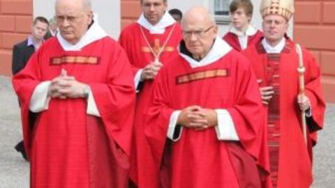 v.l.: Altabt Engelbert Baumeister (Scheyern), Abt Markus Eller (Scheyern), Altabt Bernhard Lambert (Scheyern) und Abt Theodor Hausmann (Augsburg).