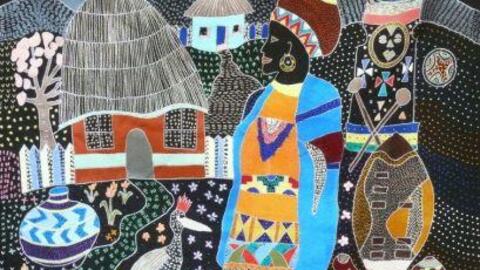 Exponat aus der Ausstellung "Kunstvoll bestickte Wandbehänge aus Südafrika" vom 19.8. bis 30.9.2010. Bild: SKM