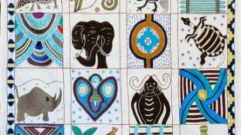 Ein kunstvoll bestickter Wandbehang wurde in der Aidsstiftung "Kopanang" gefertigt.