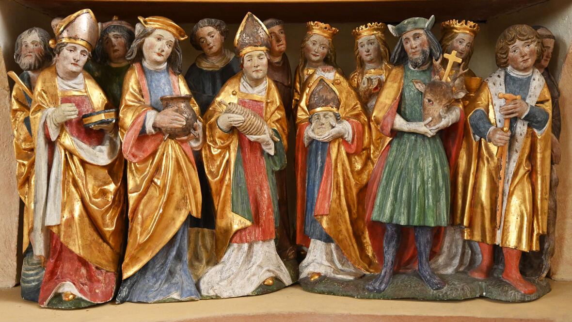 Die Darstellung der vierzehn Nothelfer stammt aus dem frühen 16. Jahrhundert.