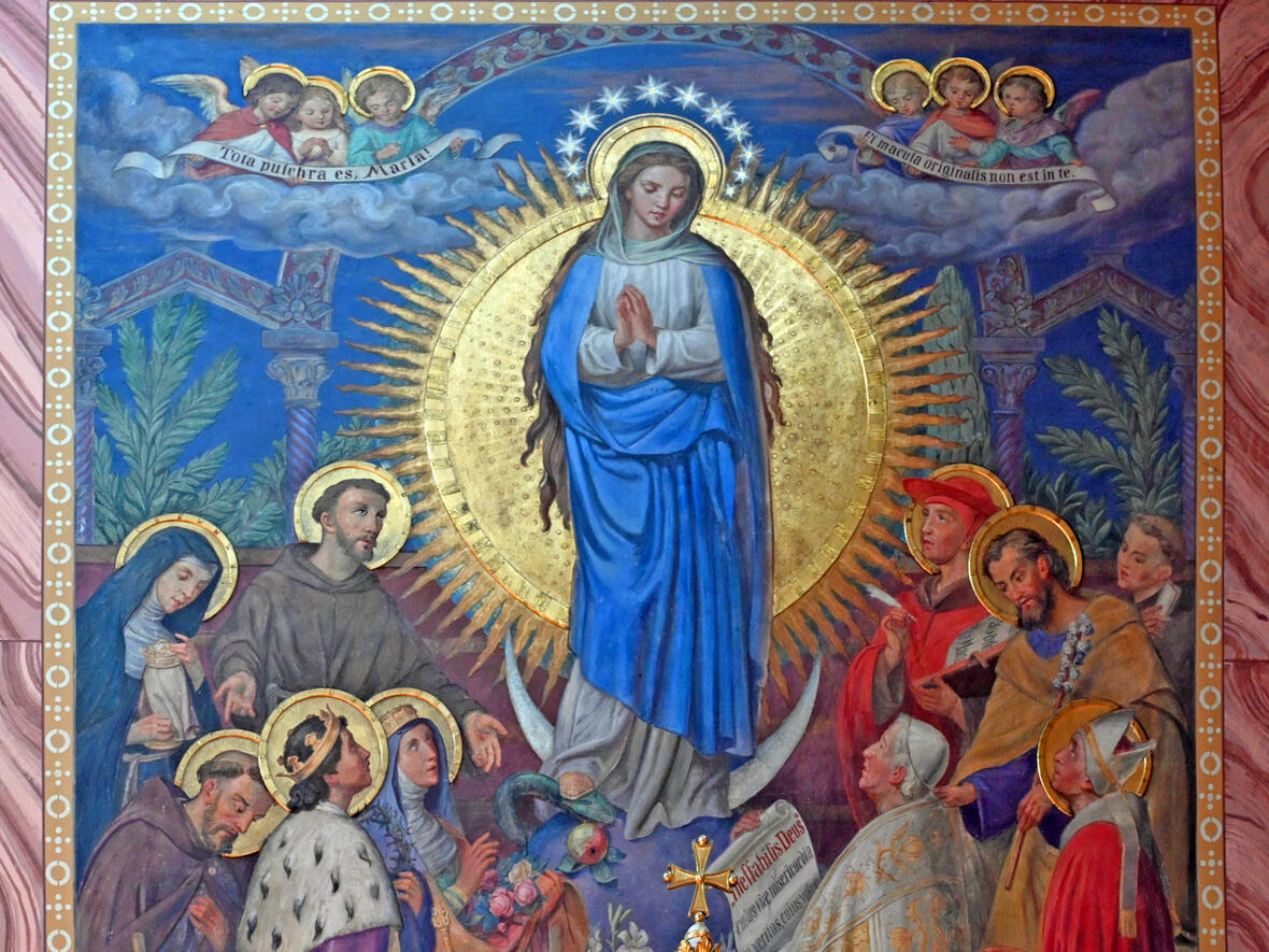 Mariendarstellung in der Kirche St. Sebastian in Augsburg (Foto: Leander Stork / pba) 