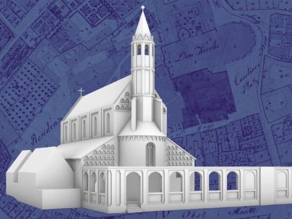 Rekonstrultion der Johanneskirche auf dem Domplatz. (Grafik: Dr. Christian Kayer)