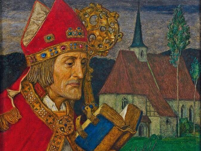 Der hl. Wolfgang von Regensburg auf enem Gemälde von Matthäus Schistl. 